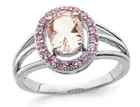 Sterling Silver Morganite (1 Carat ctw) and Synthetic Pink Sapphire Ring