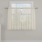 Beige Sheer Tiers Curtains Set Semi Light Filtering Voile Rod Pocket Short