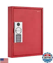 AdirOffice Key Holder Wall Mount - 60 Keys Lock Box with Code, Key Cabinet Wa