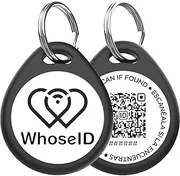 WhoseID QR Code Dog ID Tag, Scannable QR Code Smart Pet Tag, Scan QR Receive Real Time GPS Location Alert, Modifiable Pet Online Profile, No Subscription or Fees (Black, S)
