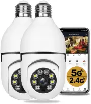 Pack of 2 Light 360 Bulb Security Cameras Wireless Outdoor - 5GHz & 2.4GHz Wi...