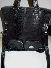 NWT Kenneth Cole Reaction Snake Embossed Black Foldover Messenger/Crossbody