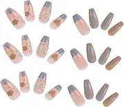 minkissy False Nails Short Manicure Fake Nail Tips Set of Diy Manicure Kit Fit for Finger Sizes