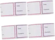 LALAFINA 4 Rolls Self-Adhesive Food Labels for Fridge Containers Reusable Paper Stickers