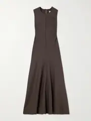 [BEARE PARK] BEARE PARK - Wool-twill Maxi Dress - Brown - UK 12 UK 12 Brown