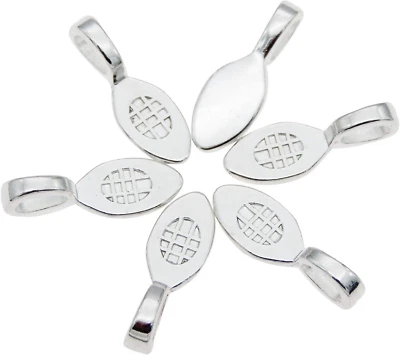 100Pcs Silver Glue on Bail Charm Pendant Earring Bails Glass Tile DIY 22X8Mm