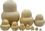 10pcs Wooden Nesting Dolls Unpainted Peg Dolls DIY Drawing Painting Russian Matryoshka Dolls for Kids Adults