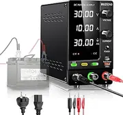 RUZIZAO DC Power Supply Variable 30V 10A, 300W Encoder Adjustable 6V 12V 24V LiFePO4 Lithium Ion etc. Battery Charger Regulated Lab Bench Power Supply Output Switch/OCP Function/Quick Charge Port