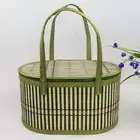 Handheld Elliptical Bamboo Basket Eco-friendly Foldable Storage Basket Camping