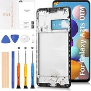 Olivechard Original A21s OEM Screen LCD Display +Black Frame for Samsung Galaxy A21S A217F A217M 6.5" LCD Screen Display Replacement Touch Digitizer Assembly Kit