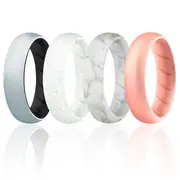 Silicone Wedding BR Solid Ring Set - Silver by ROQ for Women - 4 x 11 mm Ring