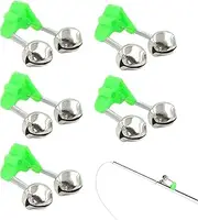 Fishing Pole Bite Alarms - 5pcs Rod Tip Bells | Double Alert Bait Alarm Bell Clips for Night and Day Fishing