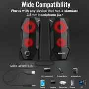 Computer Wired USB Powered Stereo VolumeSpeakers RGB Gaming Speakers PC 2.0 NEW