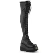 Demonia Shaker-374 Cyber Punk Goth Over The Knee Plarform Black Boots