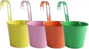 VANZACK 4pcs Hook Flower Pot Plants Pots Indoor Exquisite Flowerpot Indoor Hanging Planters Basket Decor Fence Bucket Pots Iron Bucket Succulent Iron Sheet Flower Container Fine