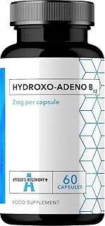 Hydroxo-adeno 2 mg - High Absorption Vitamin B12-60 Vegan Capsules - 2 Month Supply - Supports Red Blood Cell Formation and Vital Energy Levels - Apollo's Hegemony