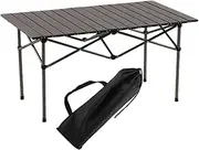 Amagogo Outdoor Camping Table Side Table Portable Compact Stable Easy to Set up for 2-4 Persons for Bbqs Outdoor Cooking Camping, Silvery