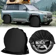 Wheel Cover Wheel Cover 2 Pieces Waterproof Caravan Tyre Cover Trailer with 2 Eyelets for Caravan Motorhome Caravan Vintage Car 27-29 Inch Black