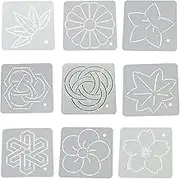 YICBOR Flower Line Quilting Stencil Kit, 9pcs Quilting Rulers and Templates Set, Reusable Flower, Thorn, Embroidered Stencils, Crimping Template, DIY Sewing Tool Set