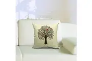 All 4 Kids 45cm Square Throw Pillow Cushion Cover - Brown Tree with Bird
