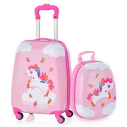 Costway 2PCS Carry-on Luggage Set 16" & 13'' Suitcase & Backpack Bag Travel Trolley Luggage Set w/Spinner Wheels Boys & Girls Gift