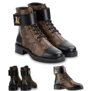 Louis Vuitton Women's Size 34 Wonderland Flat Ranger Combat Boot in Brown NIB