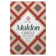 Maldon Chilli Sea Salt Flakes 3.53 Ounce Hand Harvested with Aleppo Pepper