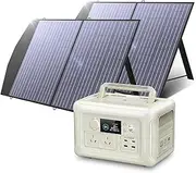 ALLPOWERS 299Wh 600W Portable Power Station R600 Beige LiFePO4 Battery w/ 2x 100W Solar Panel SP027 Solar Generator 1 Hour Fast Charging MPPT UPS Supply Backup for Emergency Camping RV Home Use