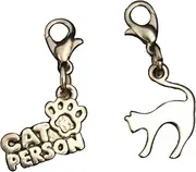 [TARAKI] Ancient Silver Cat Paw Person Charms Planner Charm, Cat Zipper Charm, Zipper Pull, Purse Charm, Stitch Marker, Planner, Alloy Steel, No Gemstone