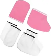 WOONEKY Nail Foot Covers 4 Sets Hand Feet Care Protective Covers Paraffin Wax Bath Gloves Skin Care Tools Gloves Spa and Home Use