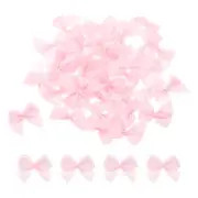 150 Pcs Mini Ribbon Bow 1.2" Mini Fabric Satin Craft DIY Bright Pink