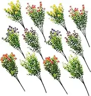 Mobestech 12pc Artificial Eucalyptus Stems Faux Leaves Realistic Dried Plant Wall Decor Greenery Stems for Home Office