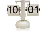 Flip Desk Clock,Retro Flip Down Clock Automatic Digital Clock Auto Pager Turning Clock Desk Clock Table Clock Battery Powered Digital Flip Down Clock Wth Internal Gear Operated Clock white