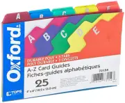 Oxford Poly Index Card Guides Alphabetical A-Z Assorted Colors 4 x 6 Size
