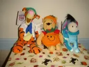 Disney Store Pooh, Tigger, & Eeyore 3 Halloween Bean Bag Plush