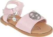 [bebe] Girl's Fisherman, Gladiator, Braided Strappy Flats with Flower, Butterfly and Rhinestone Details - Flat Sandals for Toddler/Little Kid/Big Kid