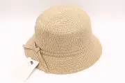 Elegant Fashion Sun Hat with wrap, tan