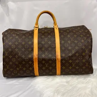 [二手] Louis Vuitton LV 老花字紋 55公分keepall 手提旅行袋/行李包/斜背包