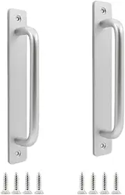 2 Pack Rustic Barn Door Handles, 7 inch Aluminium Alloy Modern Handles for Sliding Door & Cabinets, Silver