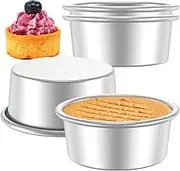 4Pcs Cake Bake Pan Non-Stick 4inch Round Cake Tin Heavy Duty Cake Bakeware Heat-Resistant Cake Pan Set Stainless Steel Cake Mold Pan Dishwasher Safe Cake Baking Mode for Cake Baking