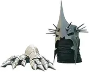 Nazgûl Ringwraith Robes Black Rider Helmet Gauntlets Lord of The Ring Cosplay Witchking Costume Prop Helm Gloves Halloween, Silver