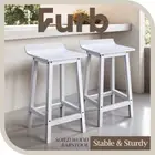 Furb Kitchen Wooden Bar Stools x 2 Dining Chairs White