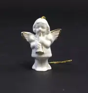 9942169 Porcelain Figurine Wagner&apel Angel Oboe Christmas Tree White Gold