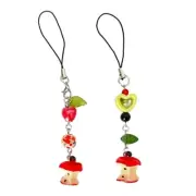 Simple Bitten Fruit Bead Pendants Phone Charm Straps Lanyard Purse Accessories