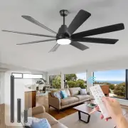 72 Inch Ceiling Fans with Lights and Remote, Large Black Ceiling Fan with Lig...