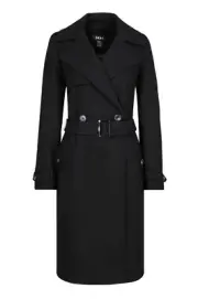 DKNY BLACK Women's Double-Breasted Wool Blend Trench Coat SZ 8