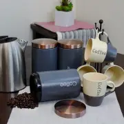 MegaChef Kitchen Storage 3 Piece Sugar, Coffee and Tea Canister Set Matte Gray