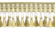 Large Knitted Tassel Fringe Trim, Color# I19 - Desert Medley Beige [36 Yards]