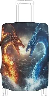 [Joisal] Castle Pink Roses Luggage Covers Protectors Fit 18-32 Inch Luggage Identifiers for Suitcases, Dragons Blue Red, M 22-24 in