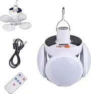 2 in 1 Folding Solar Lamp, Solar Rechargeable Hooked Camping Light, Portable LED Emergency Light with Hook 5 Light Modes, Hanging Foldable Lamp, Solar Lantern Lights with Remote for Outdoor (White*1)